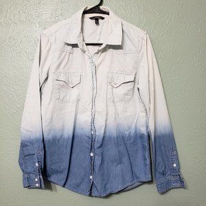 Victoria's Secret Denim Chambray Ombre Shirt Size Small M Button-up Long Sleeve